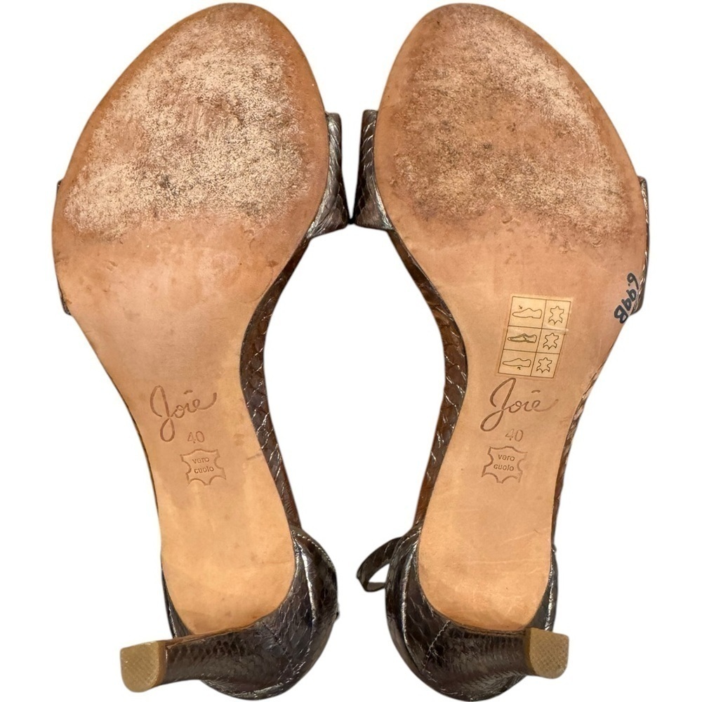 Joie High Heel Sandals Jaclyn Metallic Light Bronze Snakeskin Leather Size 9.5 - Picture 5 of 9